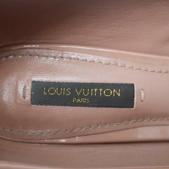 Louis Vuitton Allamanda Gold Cap Toe Pumps Rose Monogram Vernis Size 37.5 - Picture 9 of 12